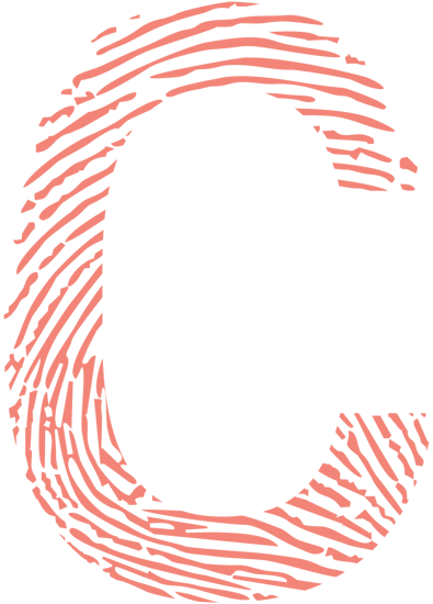 Vingerafdruk letter C rood