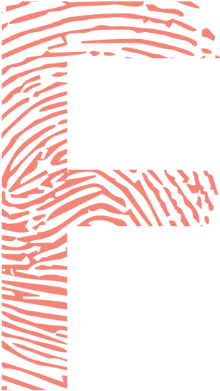 Vingerafdruk letter F rood