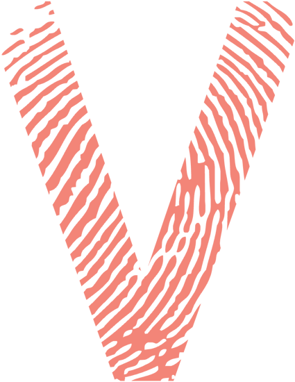 Vingerafdruk letter V rood